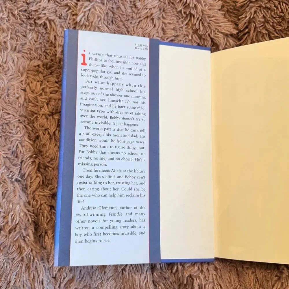 1st edition book Things Not Seen by Andrew Clements young adult coning of age